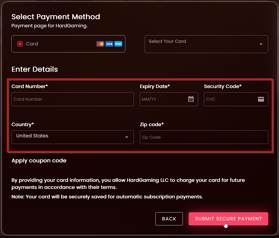 SecurePaymentNewCard