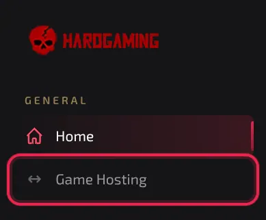 The left sidebar with Game Hosting highlighted, below Home