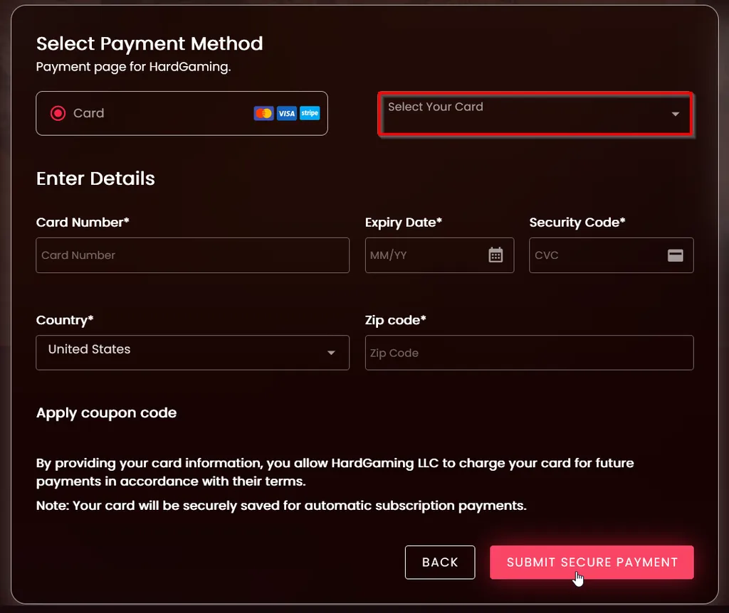 SecurePaymentPreviousCard