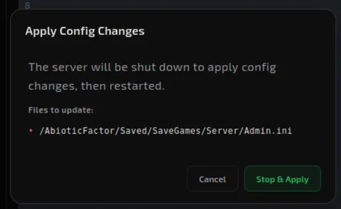 Stop and Apply confirmation dialog